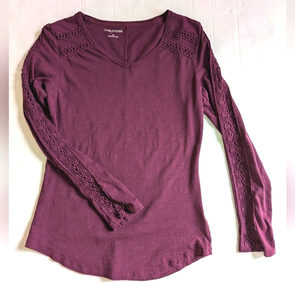 Maurice's Deep Purple Shirt With Crochet Details - Picture 7 of 13